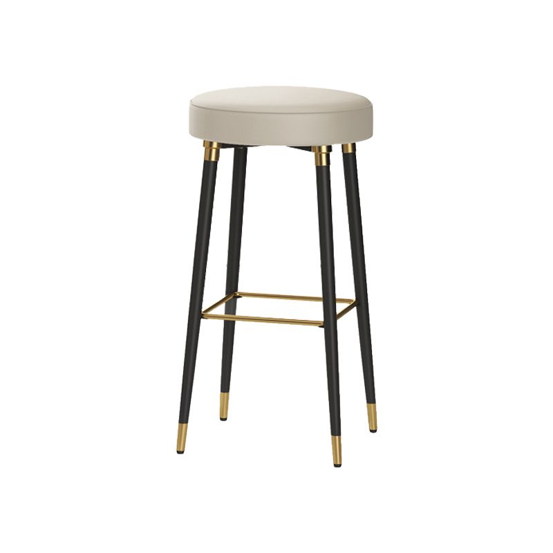 Glam Black Iron Barstool Simple Backless Indoor Tall Stool with Leather Seat Clearhalo 'Bar Furniture' 'Bar Stools' 'bar_stools' 'furn' 'furn_bar_stools' 'Furniture' 'furniture_bar_stools' 'Kitchen & Dining Furniture' 1200x1200_108a3aa1-2543-492a-ba75-165fa3b7dffd