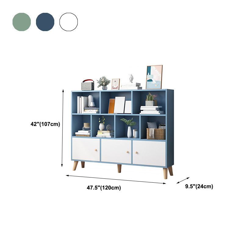 9.5" W Closed Storage Bookcase Wooden Bookshelf with Shelves and Doors
