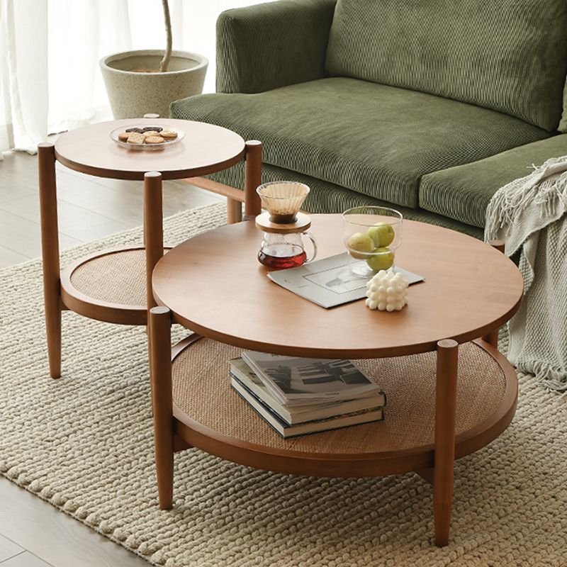 North European Wood/Glass Top Coffee Table Natural Round Cocktail Table Clearhalo 'Coffee & Accent Tables' 'Coffee Tables' 'coffee_tables' 'furn' 'furn_coffee_tables' 'Furniture' 'Living Room Furniture' 1200x1200_108be674-ecc9-4546-8e58-66110c2aa14f