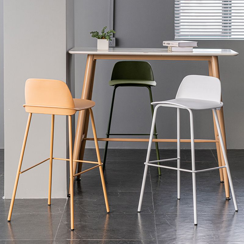 Rectangular Modern Plastic Bar Stool Backrest Footrest Counter Stool with Iron Legs Clearhalo 'Bar Furniture' 'Bar Stools' 'bar_stools' 'furn' 'furn_bar_stools' 'furniture_bar_stools' 'Kitchen & Dining Furniture' 'kitchen&dining_furn' 'kitchen' 'kitchen_furn' Furniture' 1200x1200_108c96d6-84bb-44f0-bf4f-b3fb6180c494