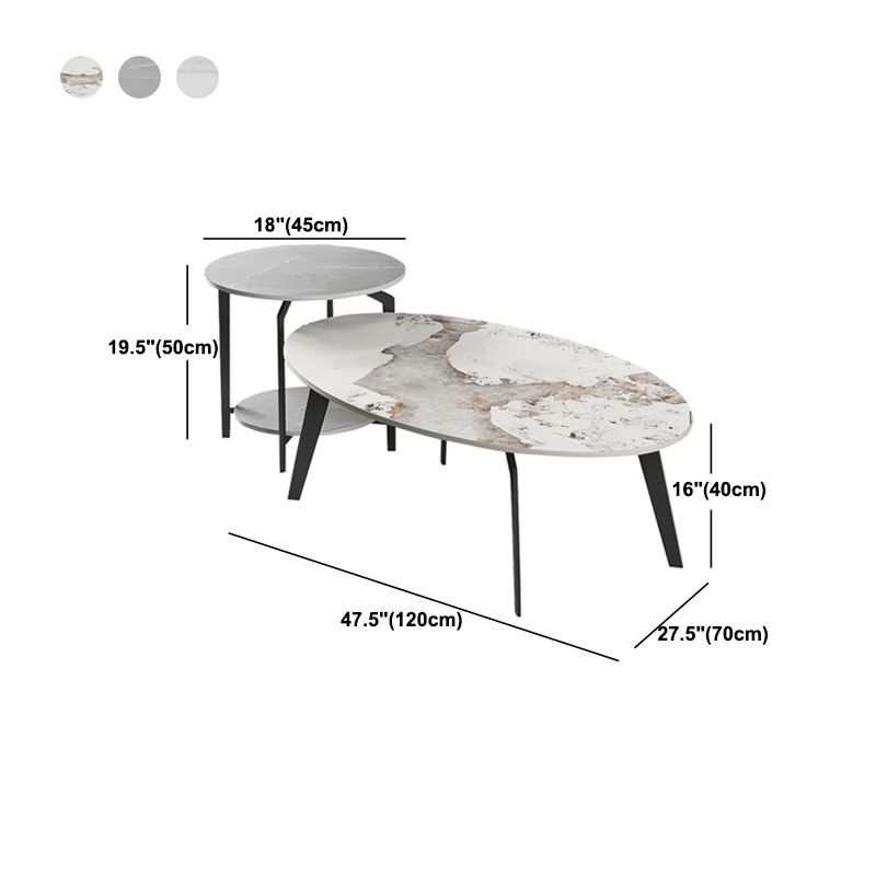2 Nesting Slate Coffee Table Set Oval Coffee Table with Storage Clearhalo 'Coffee & Accent Tables' 'Coffee Tables' 'coffee_tables' 'furn' 'furn_coffee_tables' 'Furniture' 'Living Room Furniture' 1200x1200_108d141b-98c1-46b0-a752-15c51a1b4acf