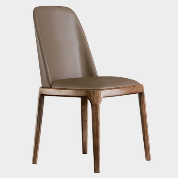 Contemporary Style Leather Chair Armless Parsons Chair with Wooden Legs for Restaurant Clearhalo ' kitchen&dining_furn' 'Dining Chairs' 'Dining Tables & Seating' 'dining_chair' 'Furniture' 'furniture_dining_chair' 'Kitchen & Dining Furniture' 'kitchen' 1200x1200_108f37bb-c687-466a-a1c7-7555af36e798