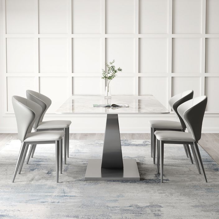 Modern Sintered Stone Dining Table Rectangular Dining Table Set with Metal Base Clearhalo 'Dining Room Sets' 'Dining Tables & Seating' 'dining_room_set' 'furn' 'furn_dining_room_set' 'Furniture' 'furniture_dining_room_set' 'Kitchen & Dining Furniture' 'kitchen&dining_furn' 'kitchen' 1200x1200_108f9d66-0d41-4760-8dc4-0ea64782ce23