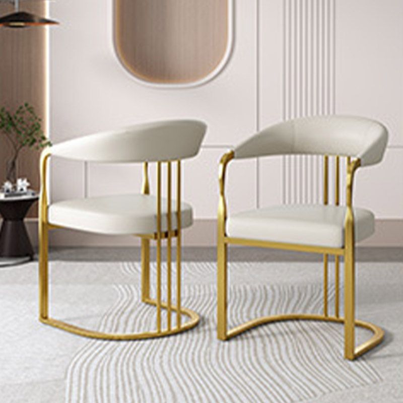 Glam Style Side Chair Metal Slat Back Dining Room Chair for Indoor