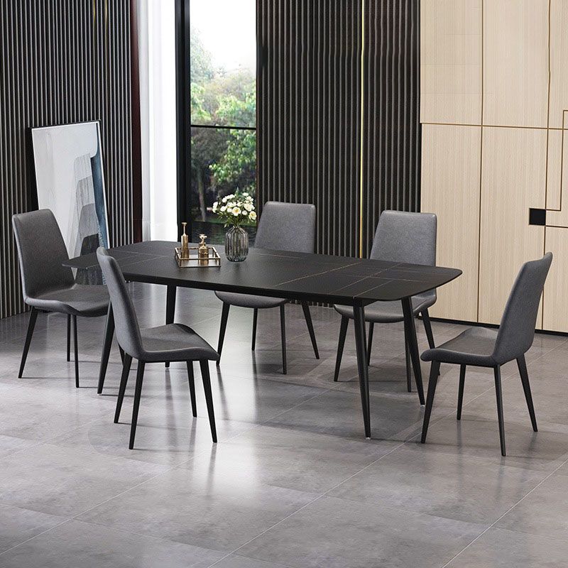 Rectangle Stone Top Dining Table Contemporary Dining Table with 4 Legs Clearhalo 'Dining Tables & Seating' 'Dining Tables' 'dining_table' 'furn' 'furn_dining_table' 'Furniture' 'furniture_dining_table' 'Kitchen & Dining Furniture' 'kitchen' 'kitchen_dining_table' 1200x1200_1091272f-af7c-489c-b0b8-656e1dc8f636