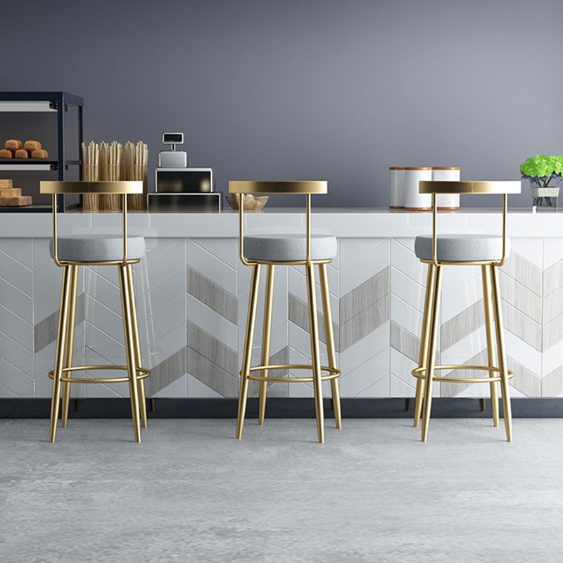 Glam Armless Backrest Counter Stool Iron Bar Stool with Cushion and Pedal for Kitchen Use Clearhalo 'Bar Furniture' 'Bar Stools' 'bar_stools' 'furn' 'furn_bar_stools' 'Furniture' 'Kitchen & Dining Furniture' 1200x1200_1091777c-8bac-4bd4-a7be-e9521fc03623