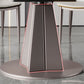Modern Stainless Steel Base Pedestal Dining Table Extendable Dinner Table for Home Clearhalo 'Dining Tables & Seating' 'Dining Tables' 'dining_table' 'furn' 'furn_dining_table' 'Furniture' 'Kitchen & Dining Furniture' 1200x1200_10928f9c-1b4d-48e5-95c7-ed8aef6bfac2