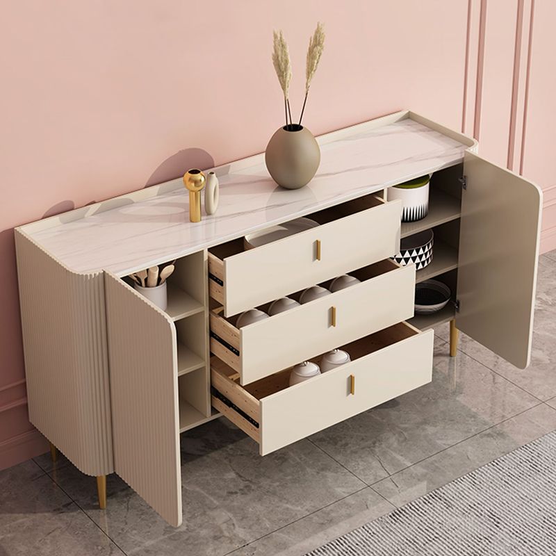 Tabla lateral de piedra de mesa de estilo glamoroso con gabinete y cajones