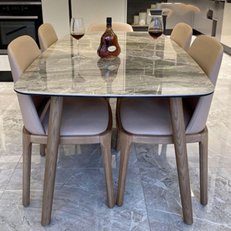 Gray Stone Top Table with Ash Wood Frame Modern Dining Table for Home Clearhalo 'Dining Tables & Seating' 'Dining Tables' 'dining_table' 'furn' 'furn_dining_table' 'Furniture' 'Kitchen & Dining Furniture' 1200x1200_109471b3-f461-4476-95ba-d90d44d58cb7