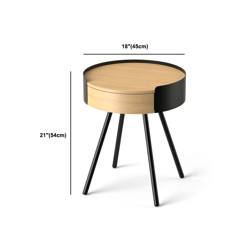 21,2 "tavolo da parte superiore in legno rotondo in legno arrotondata in metallo a 4 gambe tavolino