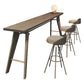 Table de bar rectangulaire de style Glam, table de salle à manger fixe en bois massif avec 4 pieds