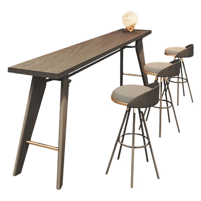 Table de bar rectangulaire de style Glam, table de salle à manger fixe en bois massif avec 4 pieds
