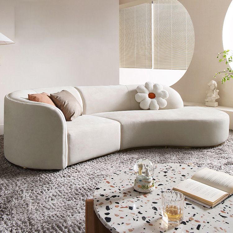 Sofá curvado de brazo de humo de lana blanca de 30.70 "H para sala de estar para sala de estar