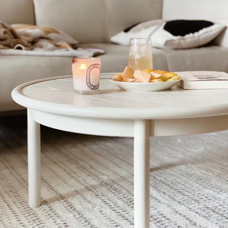 Contemporary Cream Round Coffee Table Solid Wood 1 Single Cocktail Table Clearhalo 'Coffee & Accent Tables' 'Coffee Tables' 'coffee_tables' 'furn' 'furn_coffee_tables' 'Furniture' 'Living Room Furniture' 1200x1200_10981d1c-e6c6-4c34-94a5-8263fc26a718