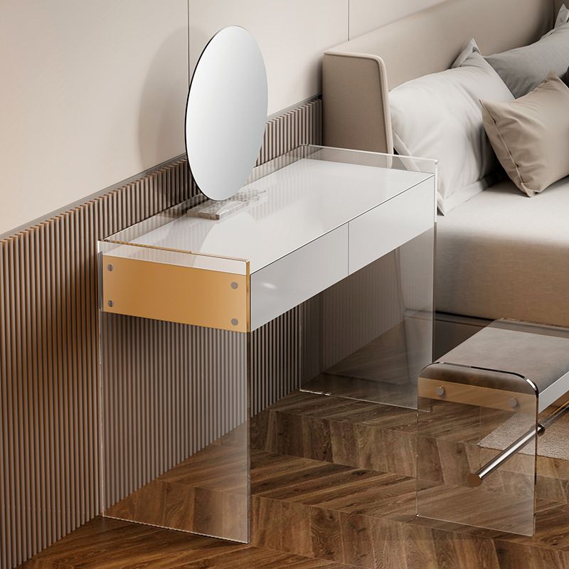 ストレートフィートメイクアップドレッシングテーブル製造された木材トップホワイトアクリルメイクアップテーブル