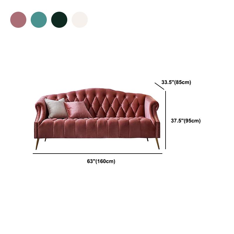 Canapé en velours canapé de bras roulé contemporain 37,40 "de haut pour l'appartement
