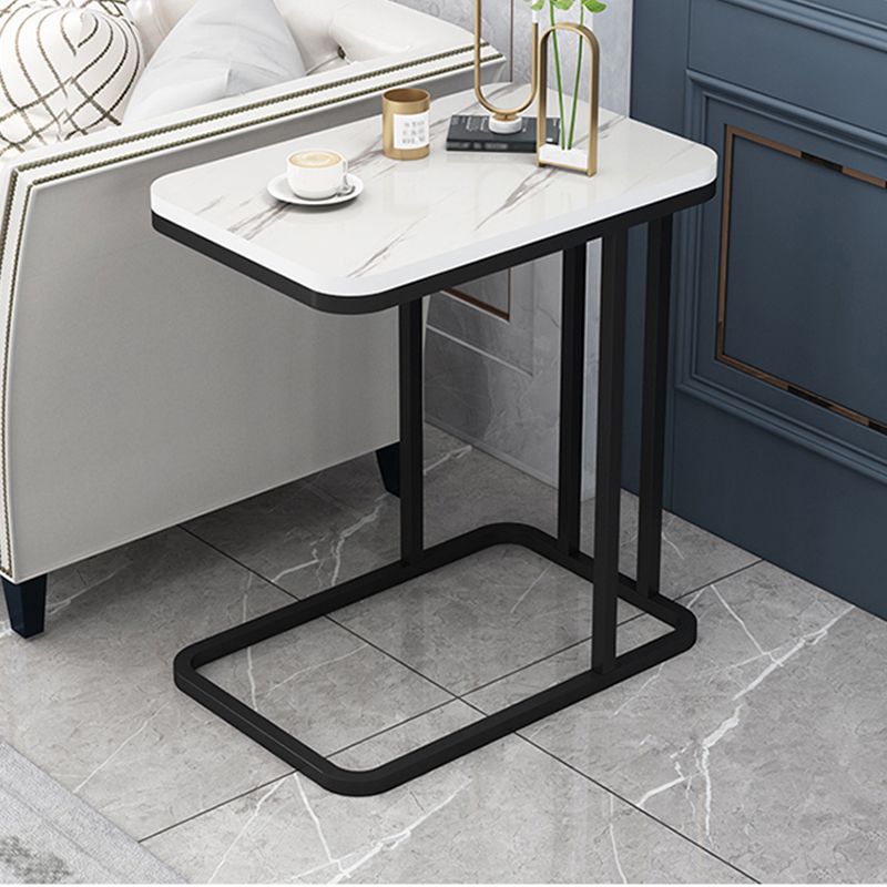 Modern Style Gold/black Metal Base Black/white Slate Top Rectangular Side Table Clearhalo 'Coffee & Accent Tables' 'End & Side Tables' 'end_side_tables' 'furn' 'furn_end_side_tables' 'Furniture' 'Living Room Furniture' 1200x1200_109cde87-70ca-4009-96c4-c968fafb3ccf