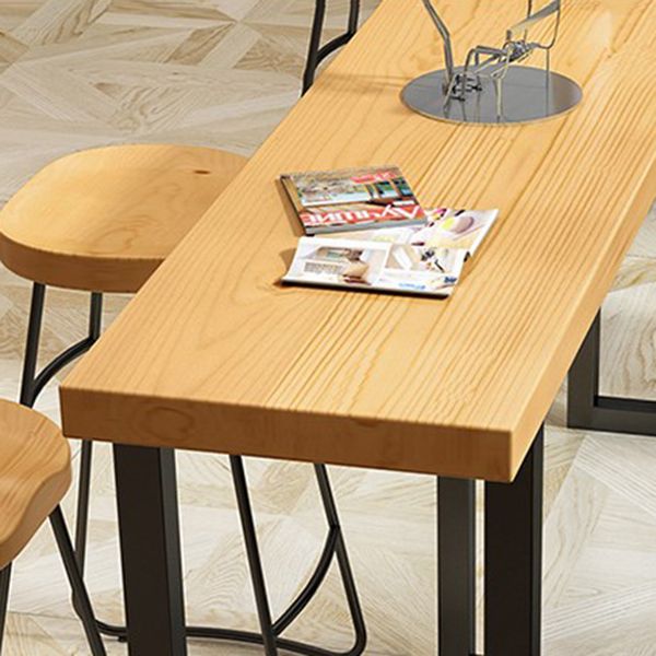 Solid Wood Bar Stool and Table Set 1/4/7 Pcs Black Iron Base Bar Table and Stools Clearhalo 'Bar Furniture' 'furn' 'furn_home_bar_bar_sets' 'Furniture' 'Home Bars & Bar Sets' 'home_bar_bar_sets' 'Kitchen & Dining Furniture' 1200x1200_109d947d-cd08-4b71-8e2c-c53609df9873