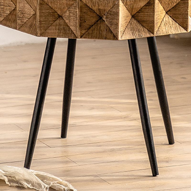 French Country Distressed Wood Sofa Side Accent Table in Brown