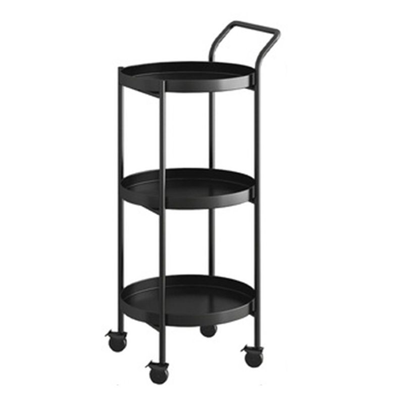 Mid-Century Metal Round Tray Top Side Table 4 Legs End Table with Shelf