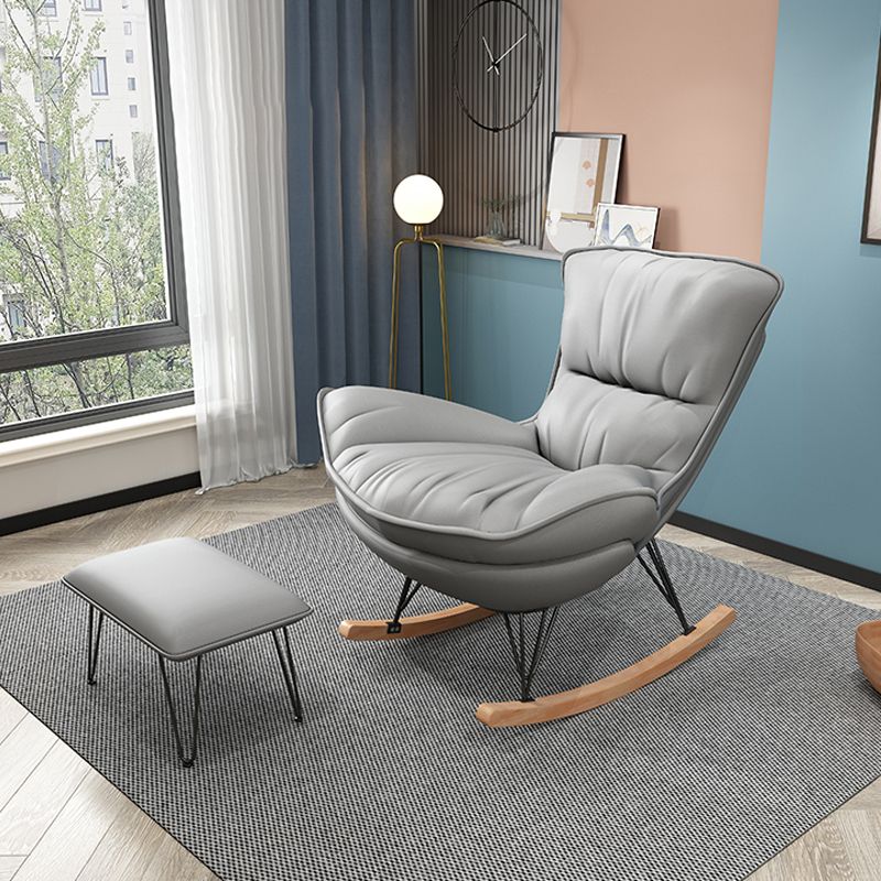 Contemporary Rocker Upholstered Tufted Cushions with Dark legs Glider Clearhalo 'Chairs & Seating' 'furn' 'furn_rocking_chairs' 'Furniture' 'Living Room Furniture' 'Rocking Chairs' 'rocking_chairs' 1200x1200_109fd039-c8f9-40d0-ad62-0faf505016bb