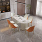 Sintered Stone Top White Table for Restaurant Modern Oval Table with Double Pedestal Clearhalo 'Dining Tables & Seating' 'Dining Tables' 'dining_table' 'furn' 'furn_dining_table' 'Furniture' 'furniture_dining_table' 'Kitchen & Dining Furniture' 'kitchen' 'kitchen_dining_table' 1200x1200_10a06258-4a1f-44b3-8de5-cf5c640db87f