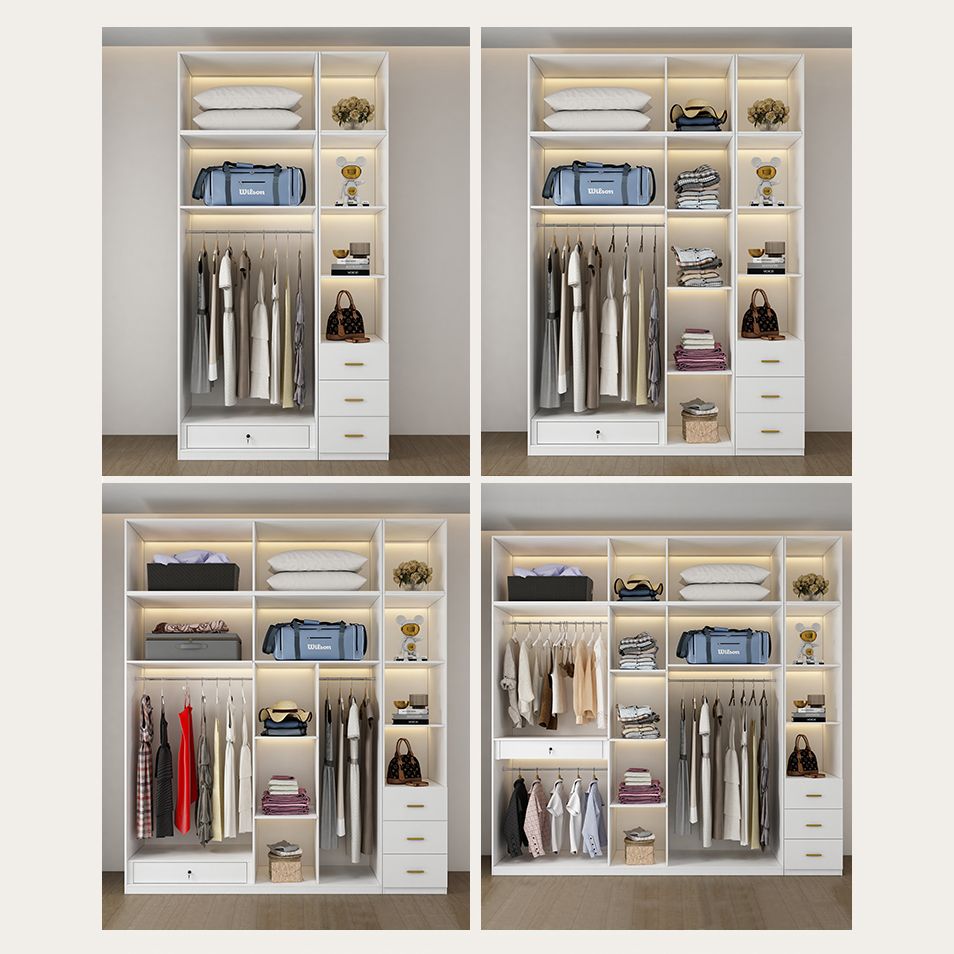 Modern Wooden Wardrobe White Colour Soft Close Drawer Wardrobe Closet for Home