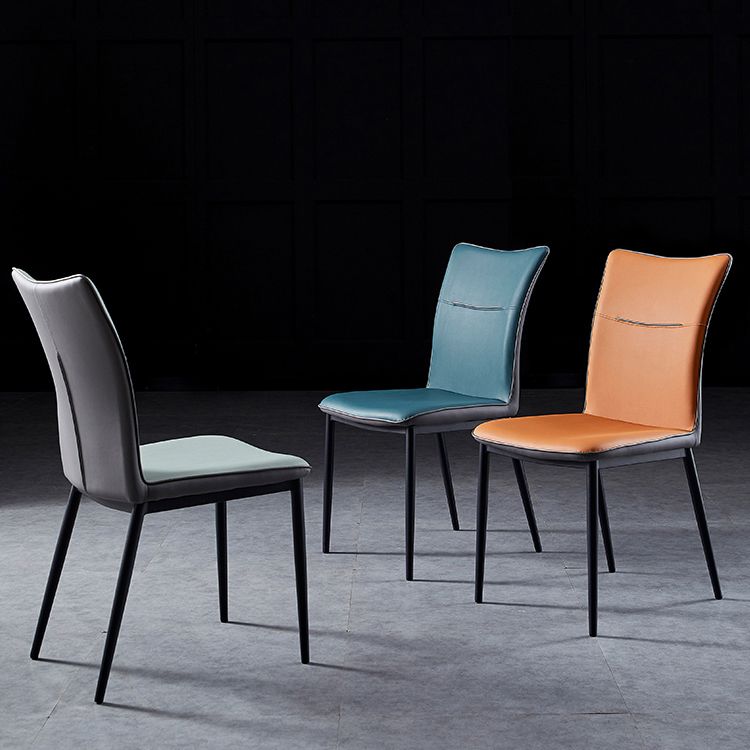 Metal Scandinavian Home Side Chair Solid Back 17.7'' Wide Dining Chair with Black Legs Clearhalo ' kitchen&dining_furn' 'Dining Chairs' 'Dining Tables & Seating' 'dining_chair' 'furn' 'furn_dining_chair' 'Furniture' 'furniture_dining_chair' 'Kitchen & Dining Furniture' 'kitchen' 1200x1200_10a19c3a-abf8-49b0-b7a0-d288c5b75190