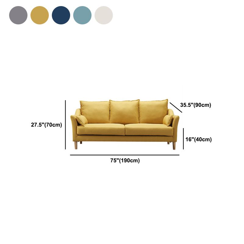 Divano posteriore in tessuto. Divano braccio inclinato moderno con gambe in legno