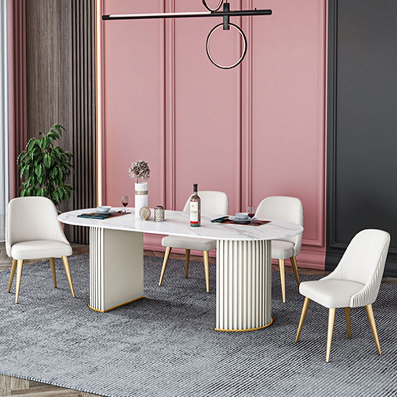 Oval Sintered Stone Dining Table Traditional Luxury Double Pedestal Table Clearhalo 'Dining Tables & Seating' 'Dining Tables' 'dining_table' 'furn' 'furn_dining_table' 'Furniture' 'furniture_dining_table' 'Kitchen & Dining Furniture' 'kitchen' 'kitchen_dining_table' 1200x1200_10a3d4df-ce9b-4ce0-891b-259ab12d1d7a