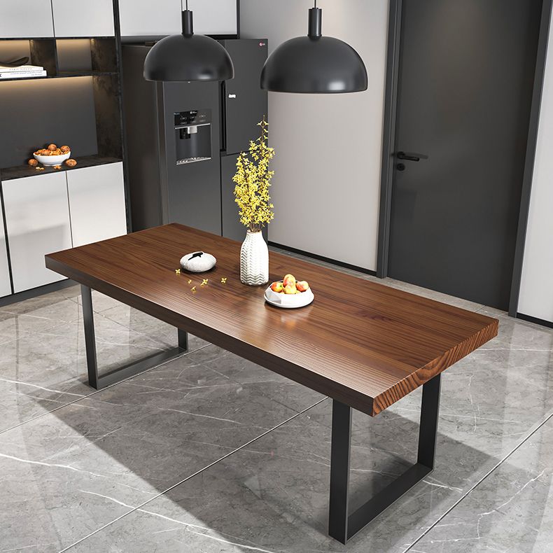 Modern Style Solid Wood Dining Table Rectangular Dining Table with Metal Base Clearhalo 'Dining Room Sets' 'Dining Tables & Seating' 'dining_room_set' 'furn' 'furn_dining_room_set' 'Furniture' 'furniture_dining_room_set' 'Kitchen & Dining Furniture' 'kitchen&dining_furn' 'kitchen' 1200x1200_10a4dfd0-a46e-41bb-934e-2479b74b303c