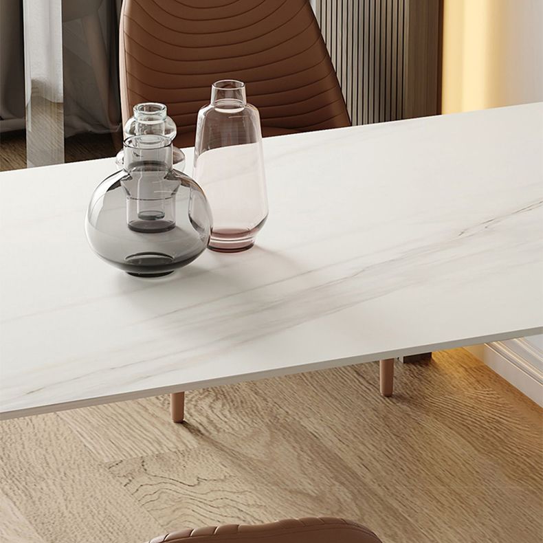 Sintered Stone Dining Table White Top Modern Double Pedestal Table for Kitchen Clearhalo ' dining_table' 'Dining Tables & Seating' 'Dining Tables' 'furn' 'furn_dining_table' 'Furniture' 'furniture_dining_table' 'Kitchen & Dining Furniture' 'kitchen&dining_furn' 'kitchen' 'kitchen_dining_table' 1200x1200_10a64c25-8a35-474f-bed3-4d1f88f00d1c