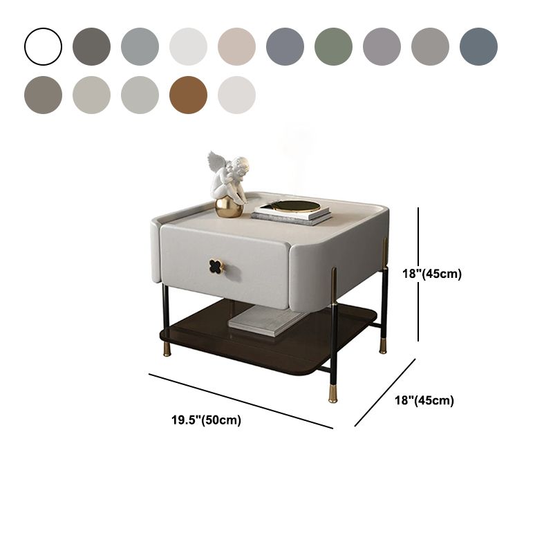 Modern Style with 1 Drawer 1 Storage Rack Leather Black Leg and Nightstand