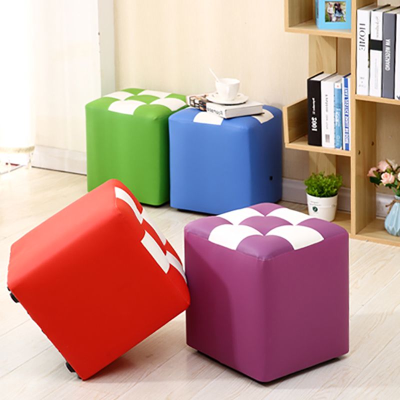 Purple Modern Pouf Leather Check Print Pouf for Drawing Room Clearhalo 'furn' 'furn_ottomans_poufs' 'Furniture' 'Living Room Furniture' 'Ottomans & Poufs' 'ottomans_poufs' 1200x1200_10a9d5ee-6cc0-48d4-a928-b6c38005d8a9