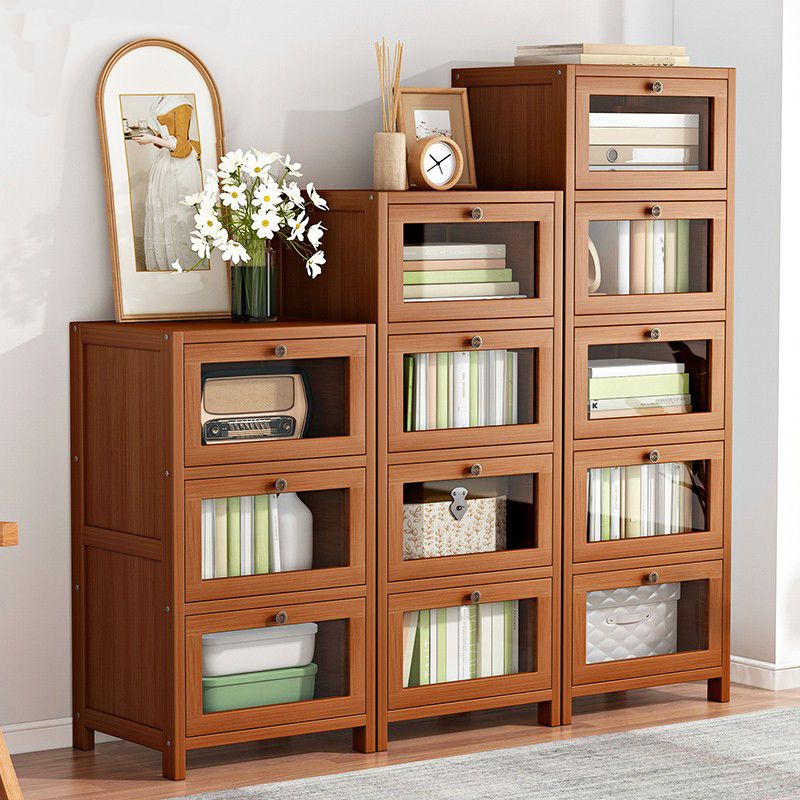 アクリルドアの長方形キャビネットを備えたモダンブラウンアクセントキャビネット