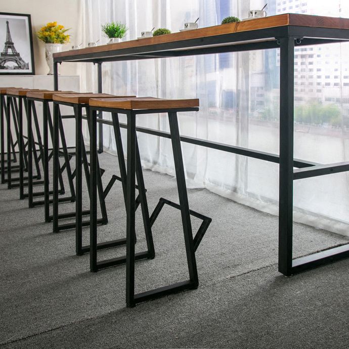 Brown Modern Style Bar Table Solid Wood and Iron Breakroom Bar Table Clearhalo 'Bar Furniture' 'Bar Tables' 'bar_tables' 'furn' 'furn_bar_tables' 'Furniture' 'furniture_bar_tables' 'Kitchen & Dining Furniture' 1200x1200_10ac464d-4fce-4f51-807b-19036154a84c
