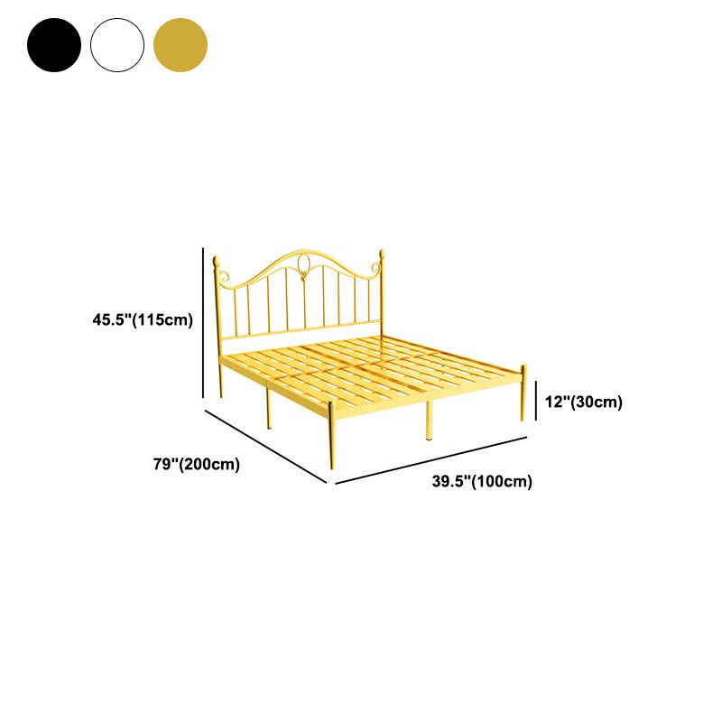 Letto a filo aperto da 45 "a base di metallo standard glam alto con testiera ad arco