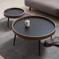 Round Black/Brown Metal Coffee Table Tray Top Cocktail Table
