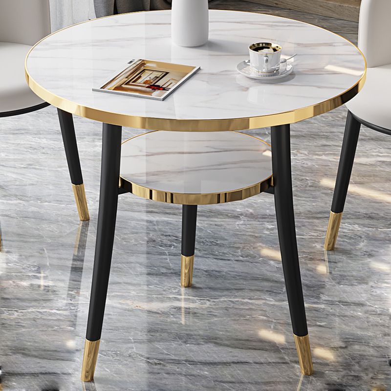 Tavolo da pranzo rotondo Tabletop in legno bianco moderno con deposito