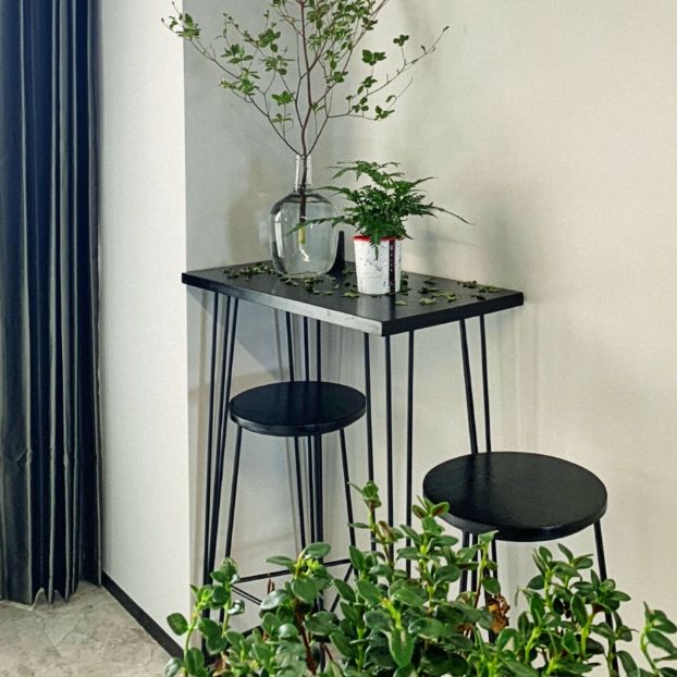 Solid Wood Counter Table with Rectangle Table Top Black Legs Table - 41.3" H Clearhalo 'Bar Furniture' 'Bar Tables' 'bar_tables' 'furn' 'furn_bar_tables' 'Furniture' 'furniture_bar_tables' 'Kitchen & Dining Furniture' 1200x1200_10aef439-12eb-4b19-b1e1-e3ad420dc8b6