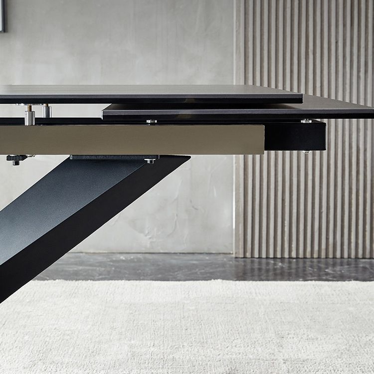 デザイナーの長方形1/4/5/6ピースディネットセット黒い石と金属製のダイニングテーブルセット