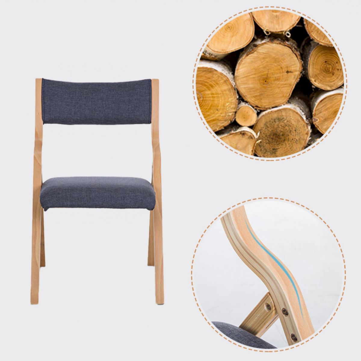 Contemporary Open Linen Side Chair Matte Finish Folding Dining Chair with Natural Legs Clearhalo ' kitchen&dining_furn' 'Dining Chairs' 'Dining Tables & Seating' 'dining_chair' 'furn' 'furn_dining_chair' 'Furniture' 'furniture_dining_chair' 'Kitchen & Dining Furniture' 'kitchen' 1200x1200_10b1eec2-1ce6-4339-b38d-e0d623357415