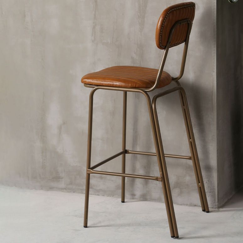 Industrial Metal Barstool Faux Leather Footrest Low Back Counter Stool with Iorn 4 Legs Clearhalo 'Bar Furniture' 'Bar Stools' 'bar_stools' 'furn' 'furn_bar_stools' 'Furniture' 'Kitchen & Dining Furniture' 1200x1200_10b2fd95-f542-4e8b-a1e8-ed975ce29bcf