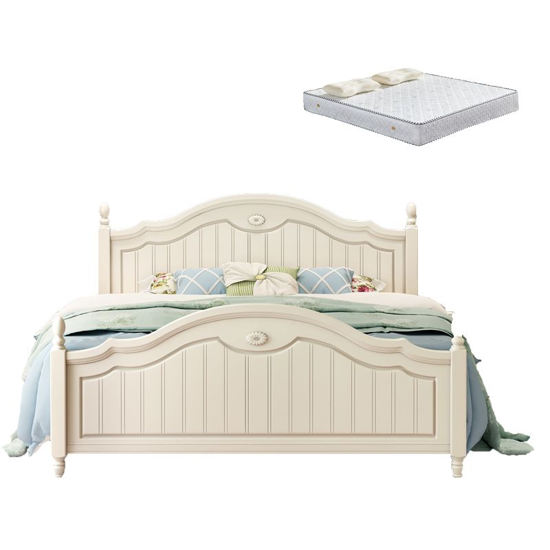 French Country Panel Bed Wood White Bed Frame with Arched Headboard Clearhalo 'Bedroom Furniture' 'Beds' 'furn' 'furn_beds' 'Furniture' 1200x1200_10b37ada-81ab-4cbc-832a-a93d137e90e1