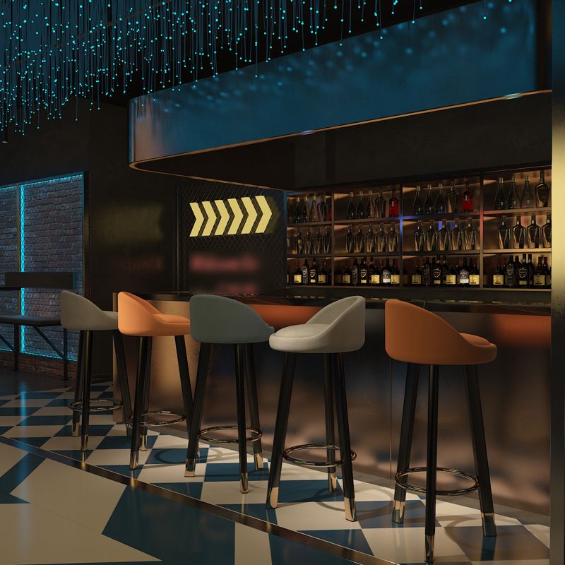 Modern Armless Backrest Counter Stool Steel Single Bar Stool with Cushion and Pedal Clearhalo 'Bar Furniture' 'Bar Stools' 'bar_stools' 'furn' 'furn_bar_stools' 'furniture_bar_stools' 'Kitchen & Dining Furniture' 'kitchen&dining_furn' 'kitchen' 'kitchen_furn' Furniture' 1200x1200_10b3a581-9d1e-4bba-9eff-601fb8bda311