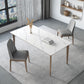 Modern Sintered Stone Top Dining Set Rectangle 1/2/3/4/5/7 Pieces Wooden Table Set