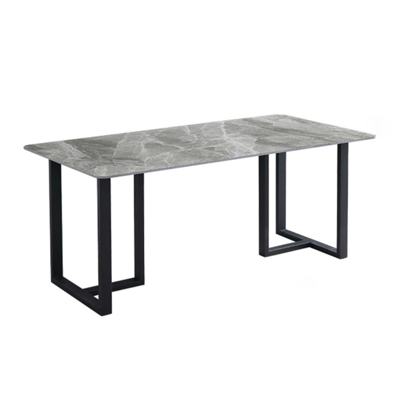 Industrial Grey Table for Restaurant Rectangle Dining Table with Double Pedestal Clearhalo 'Dining Tables & Seating' 'Dining Tables' 'dining_table' 'furn' 'furn_dining_table' 'Furniture' 'furniture_dining_table' 'Kitchen & Dining Furniture' 'kitchen' 'kitchen_dining_table' 1200x1200_10b70df3-f974-4bae-845d-d7f3d282bab2