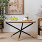 Cross Legs Round Glass Coffee Cocktail Table with Rattan Accent Clearhalo 'Coffee & Accent Tables' 'Coffee Tables' 'coffee_tables' 'furn' 'furn_coffee_tables' 'Furniture' 'Living Room Furniture' 1200x1200_10b9361f-47e1-4461-b3dc-ca8c969b78dc