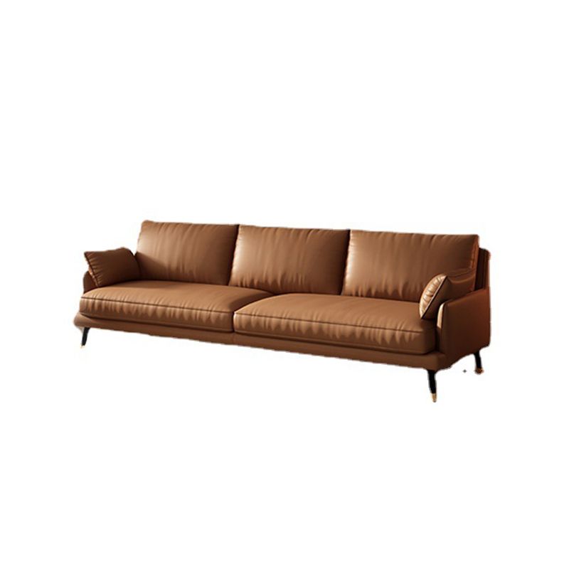 Brown Leather Settee Furniture Recessed Arm Sofa Set with Pillows Clearhalo 'Furniture' 'furniture_sectionals' 'kitchen' 'kitchen_sectionals' 'Living Room Furniture' 'Sectionals' 1200x1200_10b9d6d4-9b8f-410a-86b2-fa9f0fff3398