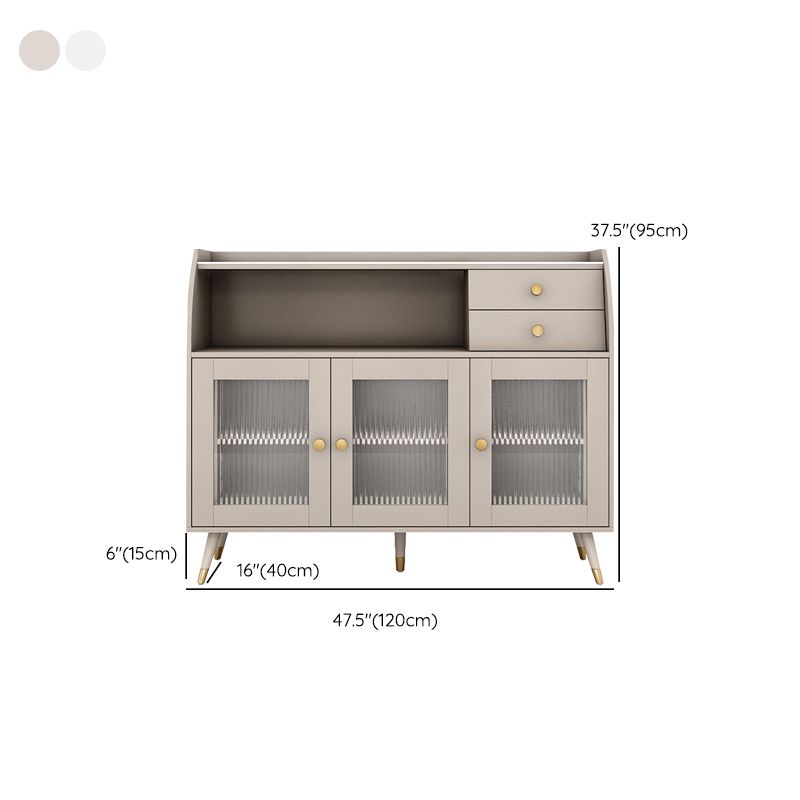 2-drawer Side Board Adjustable Shelving Sintered Stone Server with Glass Door Clearhalo 'buffet_sideboard' 'Buffets & Sideboards' 'furn' 'furn_buffet_sideboard' 'Furniture' 'Kitchen & Dining Furniture' 1200x1200_10ba5a82-1891-4247-88d8-03467146efd3